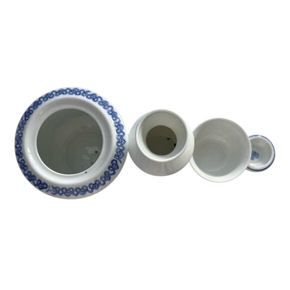 Vintage Hot Sake Cold Sake 4 Piece White and Blue Set - Picture 3 of 9